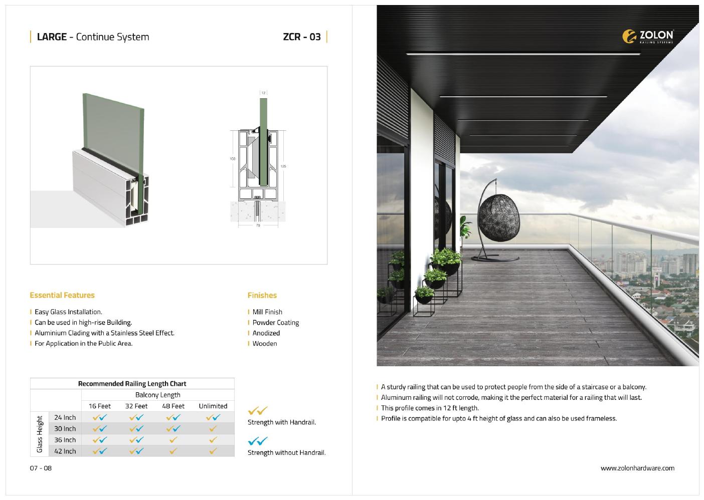 Zolon Large continue railing system ZCR-03